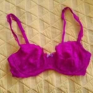 NWOT Gilligan & O'Malley hot pink lace balconette bra 36C magenta new lingerie